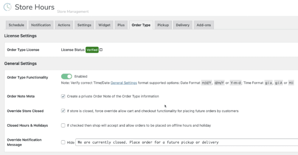 Screenshot of the Store Hours plugin for WooCommerce