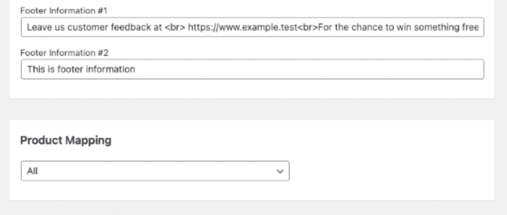 Screenshot of product mapping settings in WooCommerce