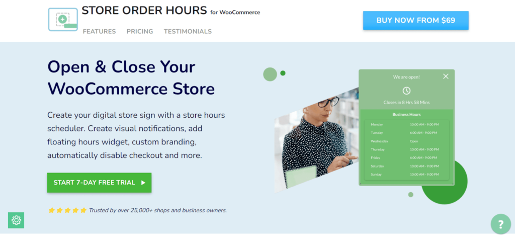 Screenshot of the Store Order Hours product page