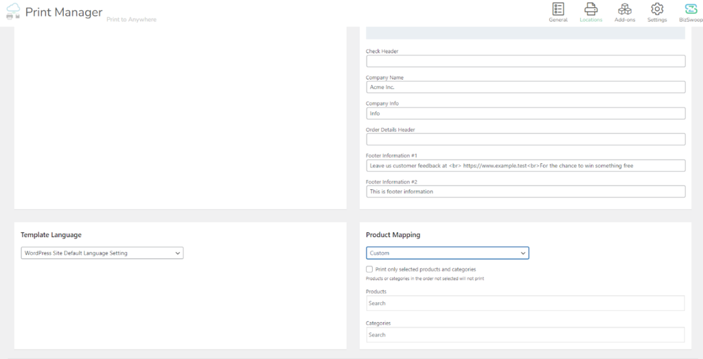 Screenshot of the Print Manager Product Mapping in action