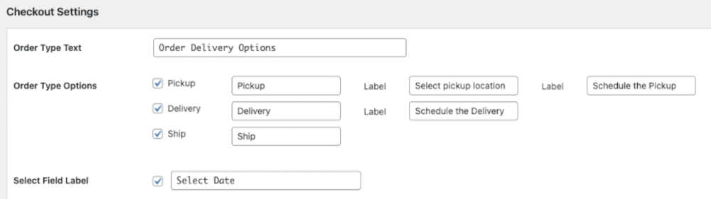 The Checkout Delivery manager within BizPrint