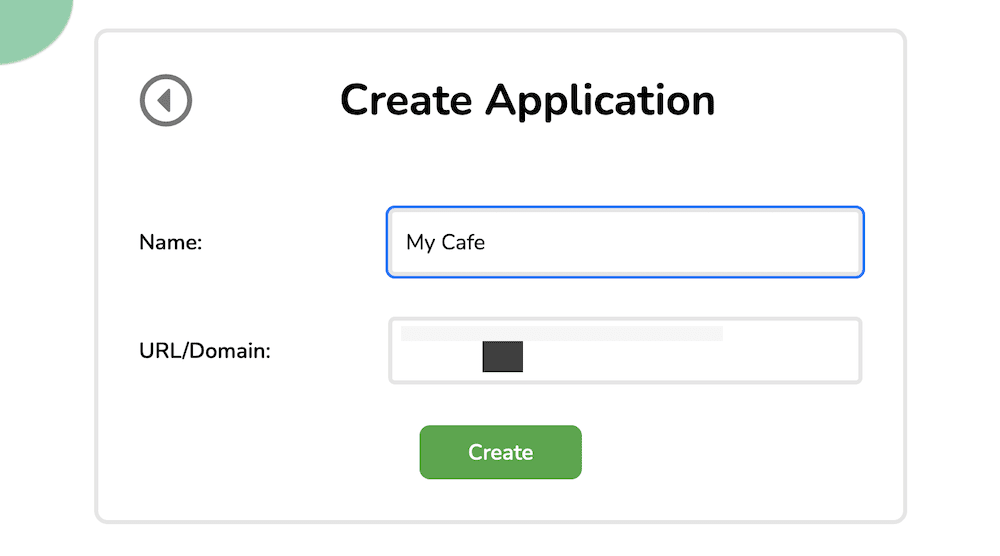The Create Application dialog box