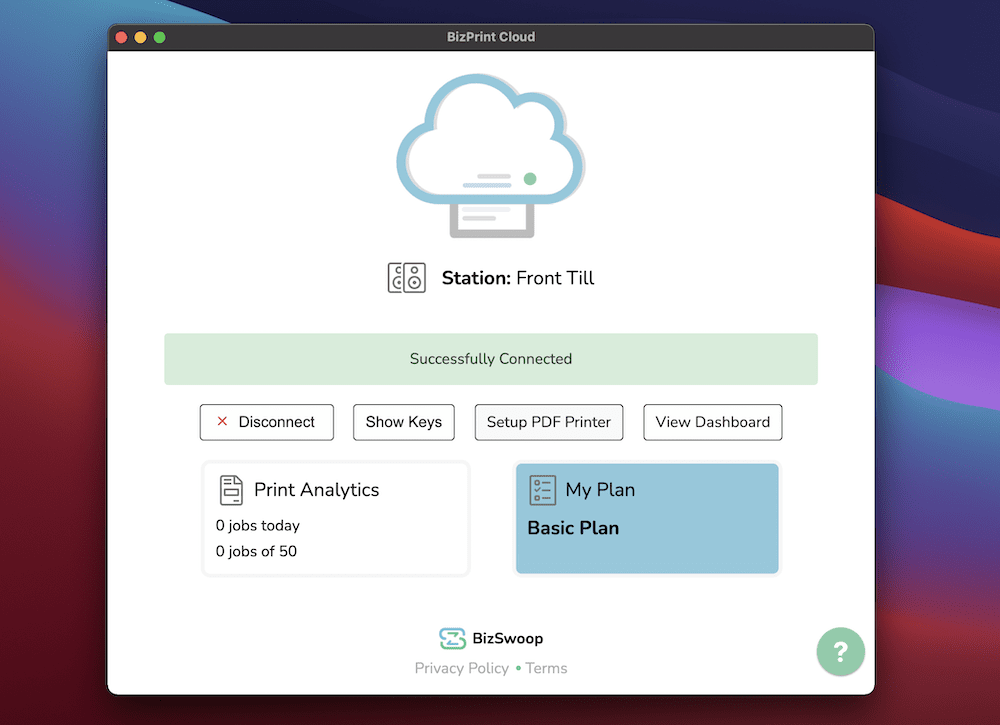 Setting up a printer within the BizPrint Cloud app