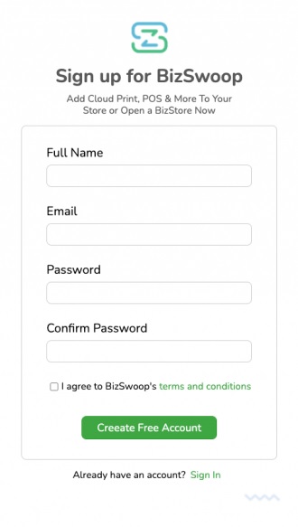 Create BizSwoop account