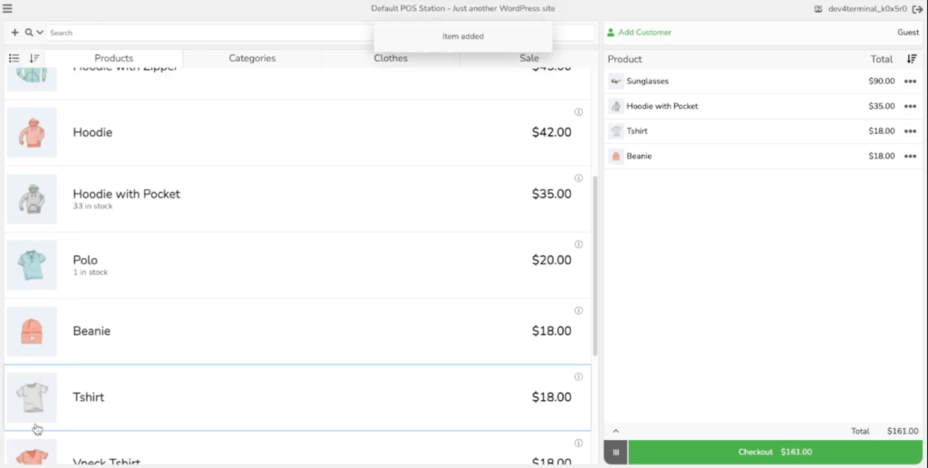 Screenshot of the Jovvie checkout