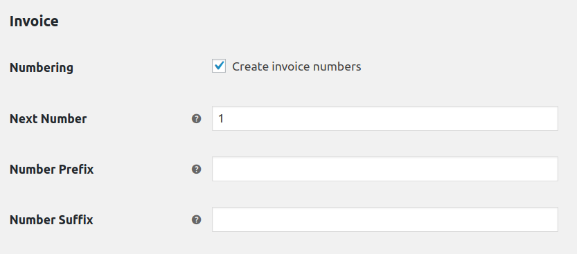 Create invoice numbers