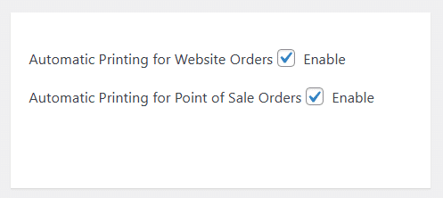 Setting automatic printing for web and PoS orders