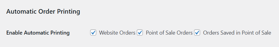 Configuring automatic order printing