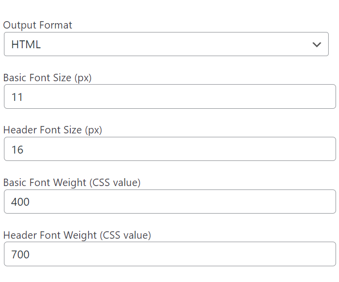 Customize font size