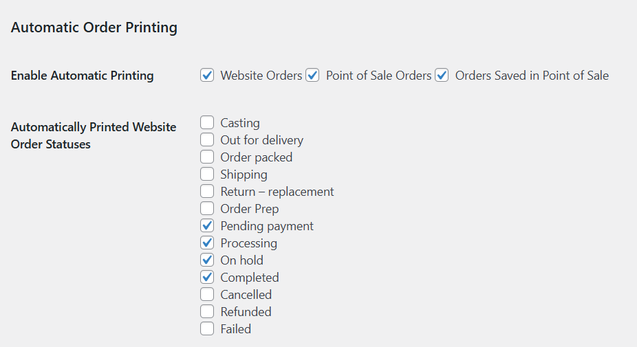 Configuring automated printing for WooCommerce picklists