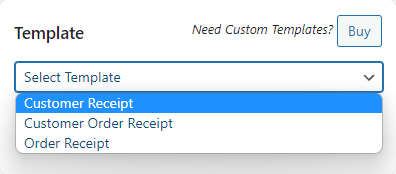 Select the customer receipt template