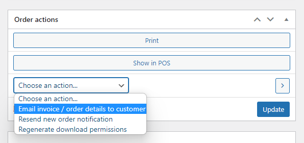 Email invoice details to customer