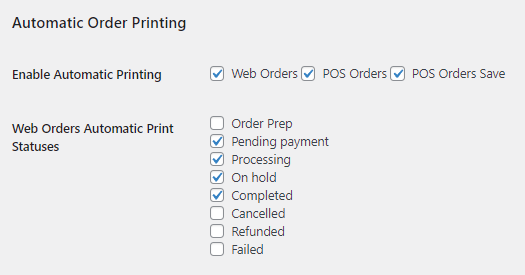 Enable auto printing based on order status