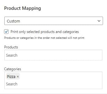 Map order printing to specific kitchen stations