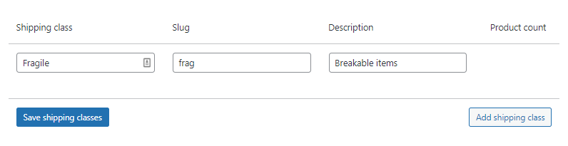 Add shipping classes