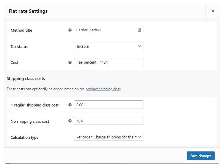 Add a charge based on shipping class