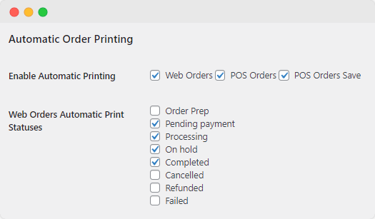 BizPrint for WooCommerce Automatic order printing feature