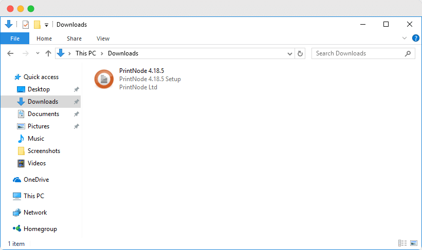 PrintNode installation file for Windows
