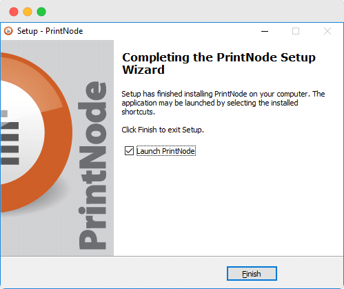 Finishing the PrintNode Setup Wizard