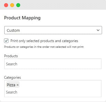 Product mapping feature for BizPrint