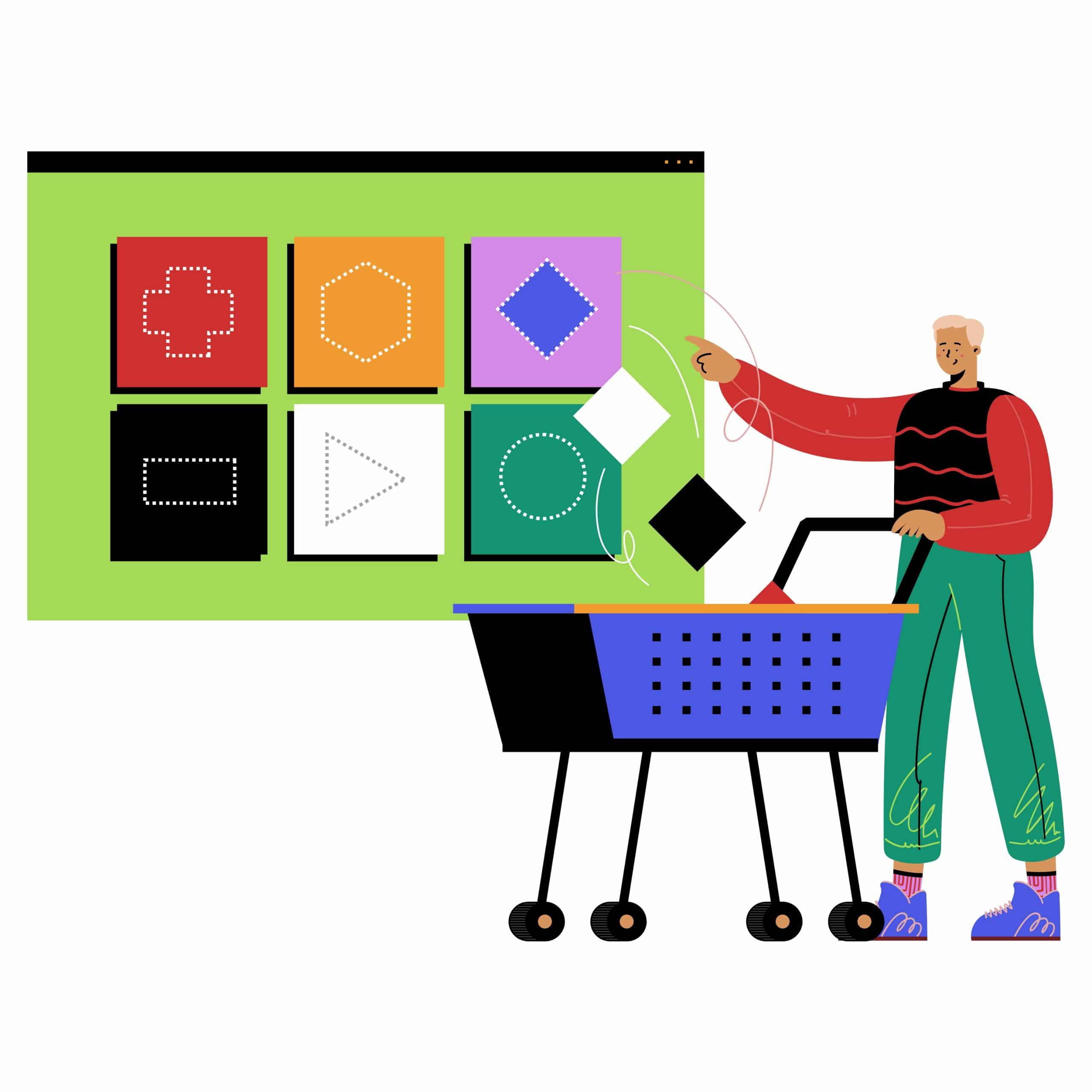 Man selecting product illustration