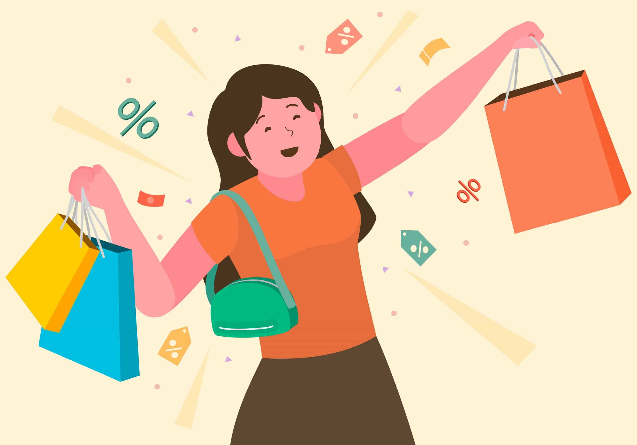 woman shopping with personal discount