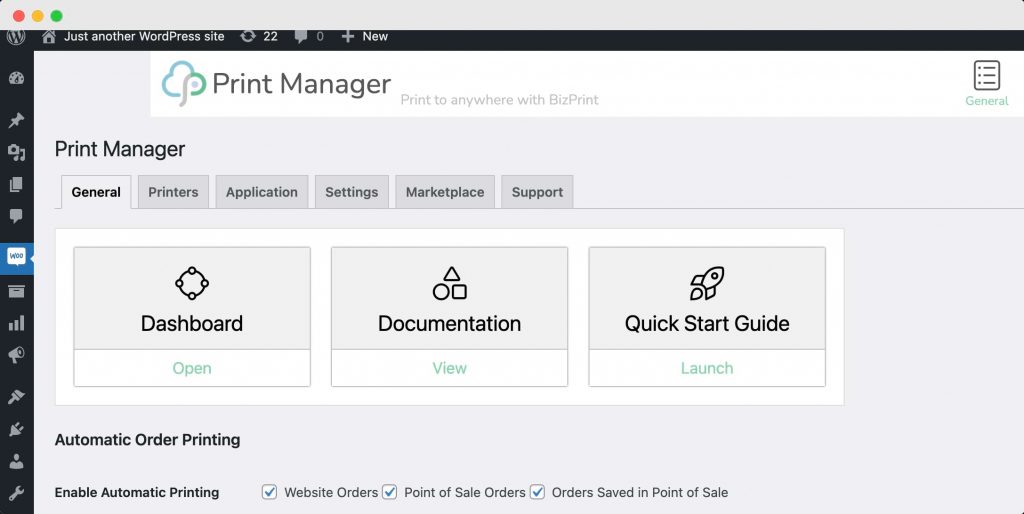 Enabling automatic order printing