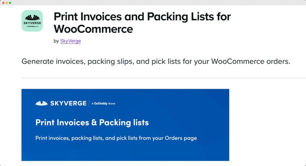 Print Invoices and Packing Lists for WooCommerce extension