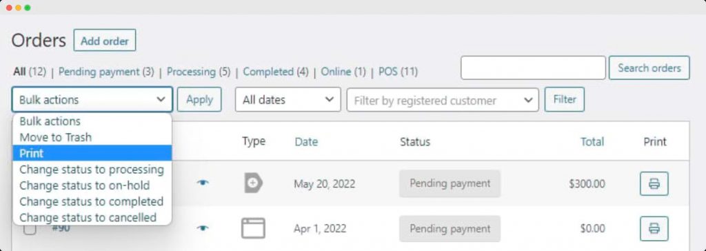 Change status to print