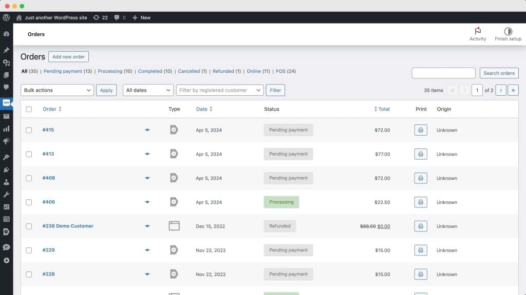 Navigate to your Orders page