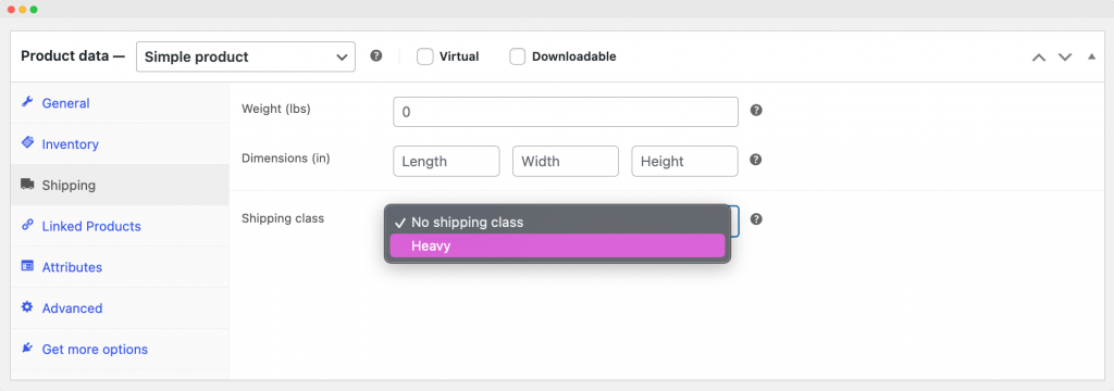 Choosing shipping classes