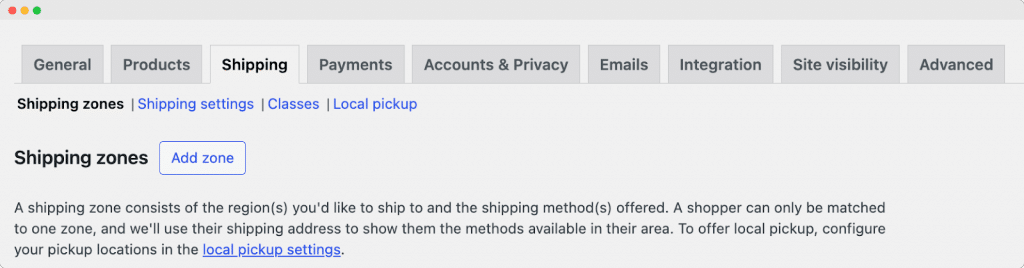 Adding a shipping zone